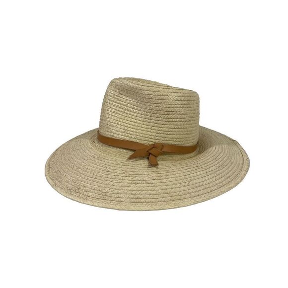 Womens Sunbody Palm Leaf Hat Leather strap size 7 Sun Straw Hat Boho Handmade - Picture 9 of 9